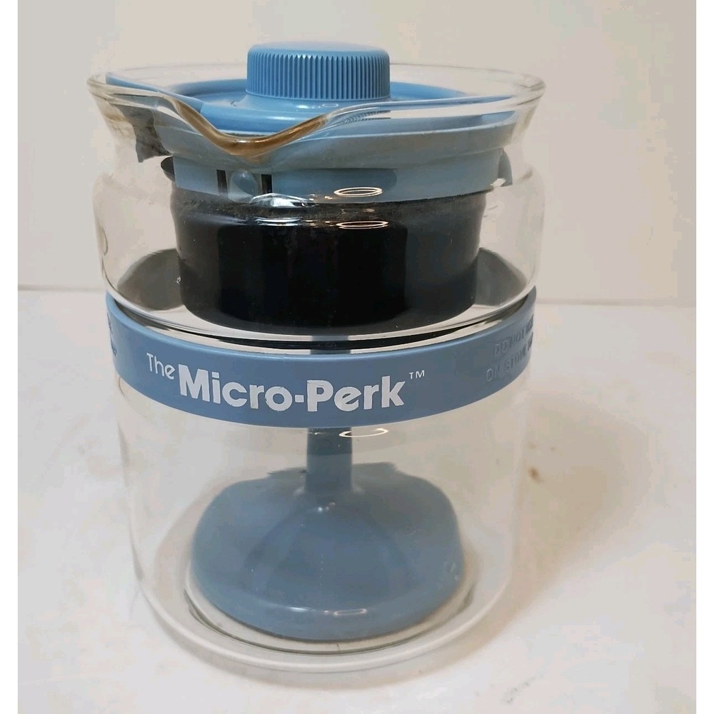 Vintage Gemco MICRO-PERK Percolator Coffee Pot 2c Country Blue Heat Resistant